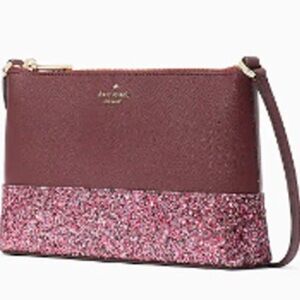 Kate Spade Sparkle Glitter Cherrywood Cross Body Bag Purse w/ Shoulder Strap NWT